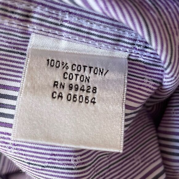 BUGATCHI MEN SHAPED FIT DRESS SHIRT SIZE XL purple and white - Picture 8 of 13